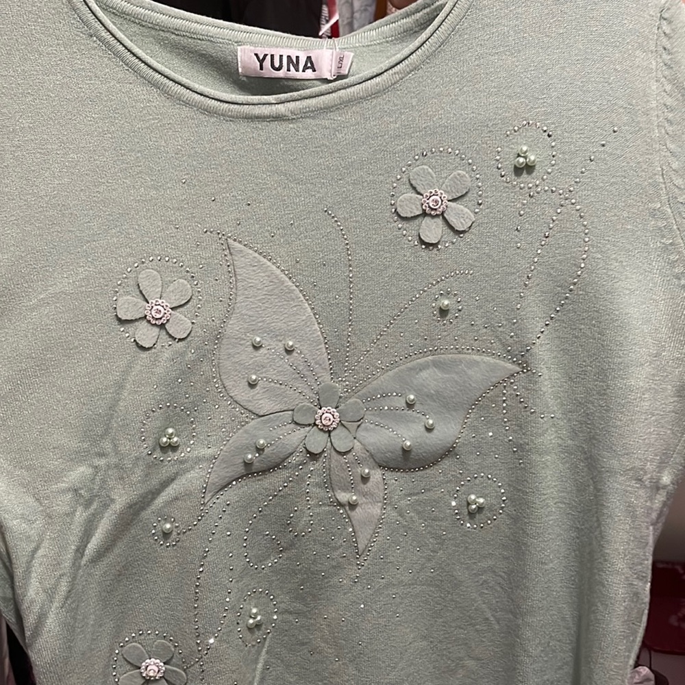 Mint green butterfly sweater